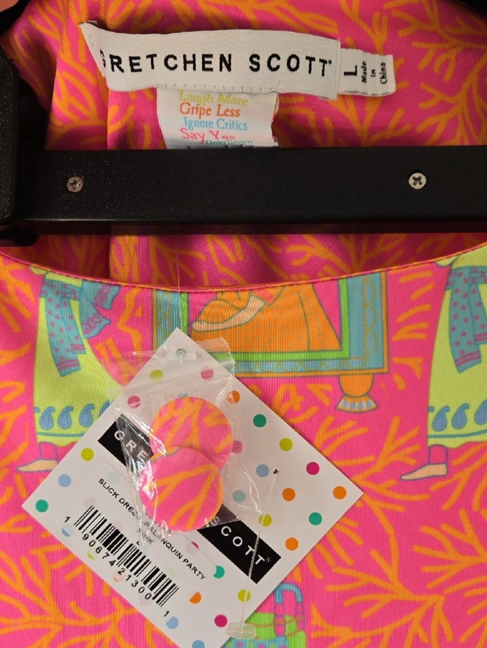 NWT Gretchen Scott Designs Pink Tropical Print Midi Dress - Picture 2 of 3